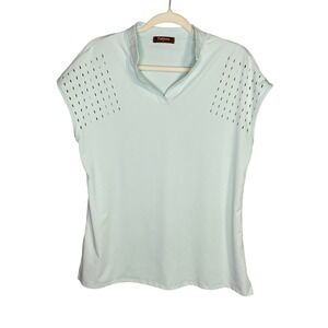 Felisou Womens Mint Green Perforated Sleeveless Golf Tennis Performance Top L